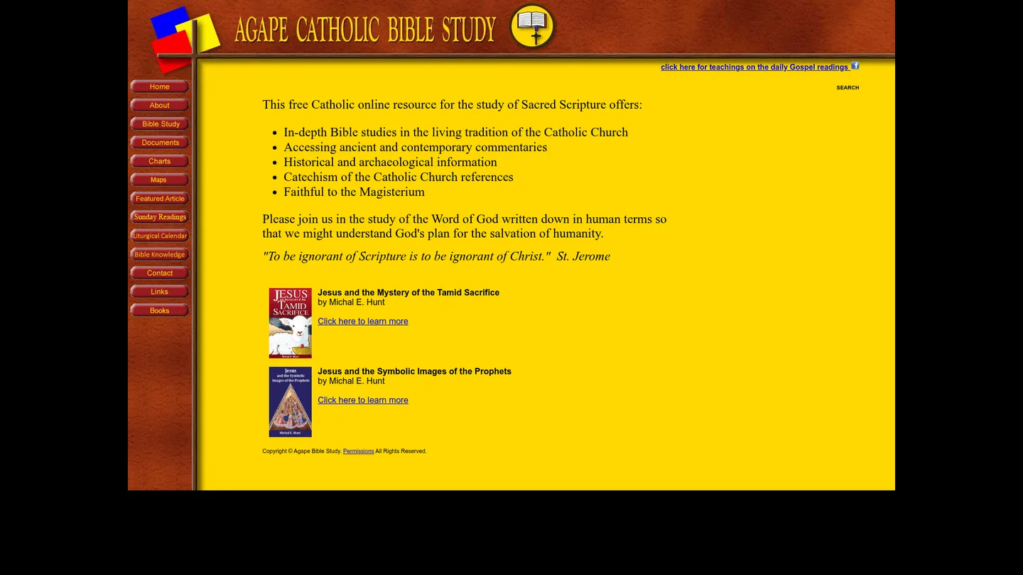 Screenshot of the Agape Bible Study publisher website