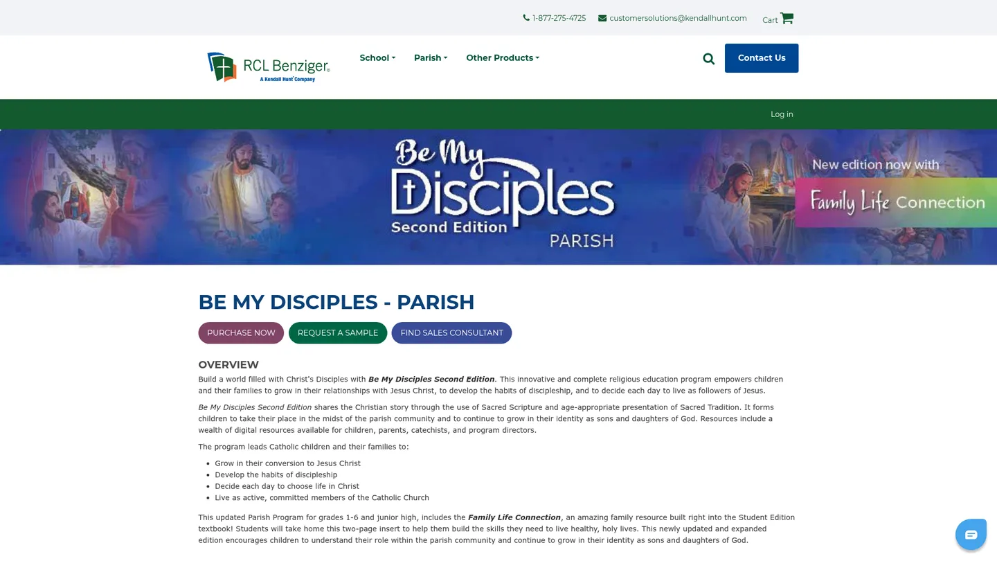 Screenshot of the Be My Disciples publisher website