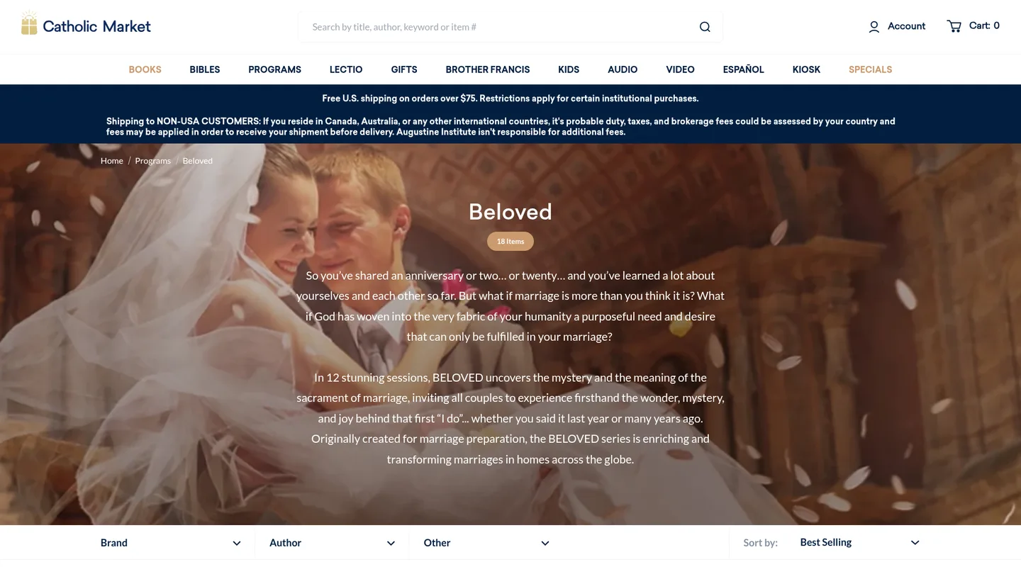 Screenshot of the Beloved: Finding Happiness in Marriage publisher website