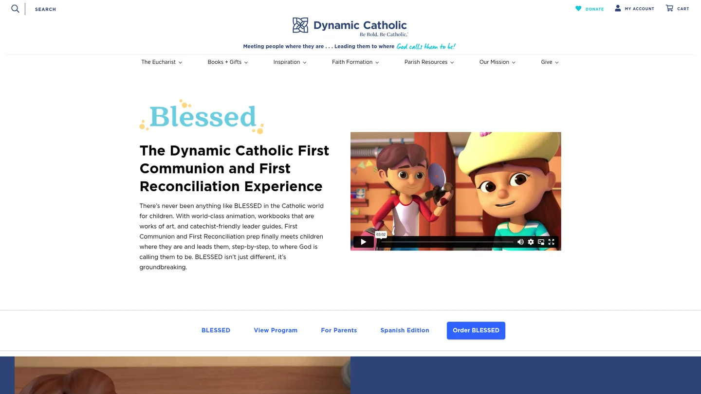 Screenshot of the BLESSED First Communion / First Reconciliation publisher website