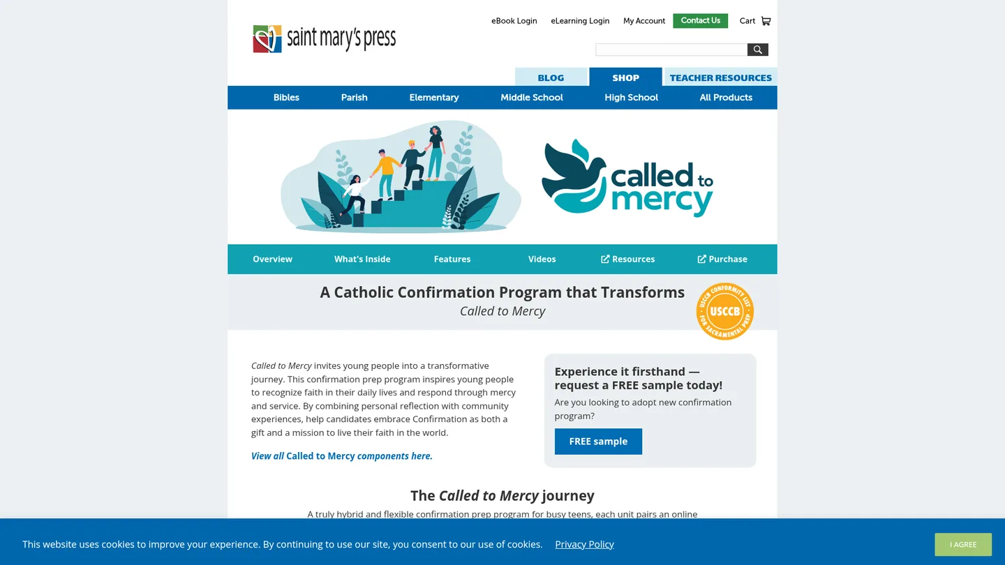 Screenshot of the Called to Mercy publisher website