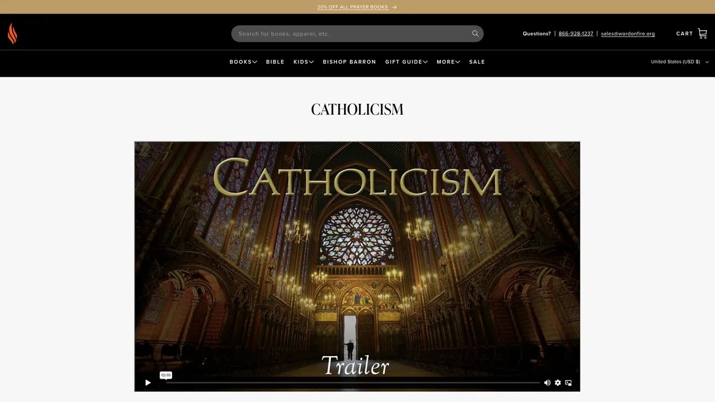Screenshot of the Catholicism Study Program publisher website