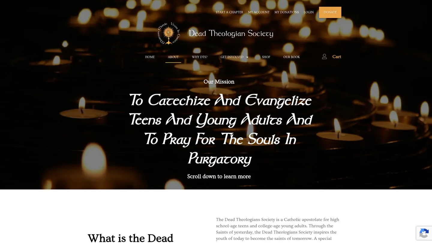 Screenshot of the Dead Theologians Society Program publisher website