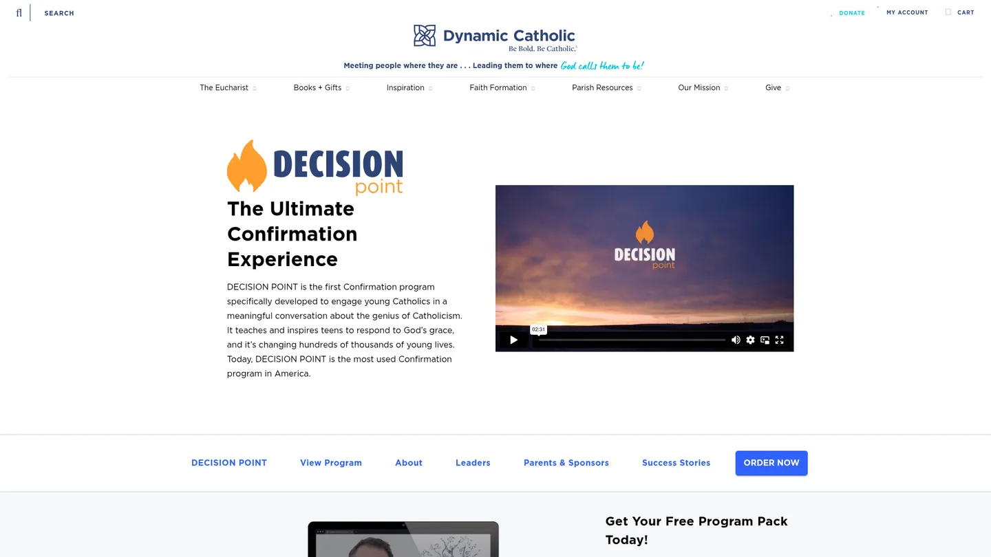 Screenshot of the Decision Point publisher website