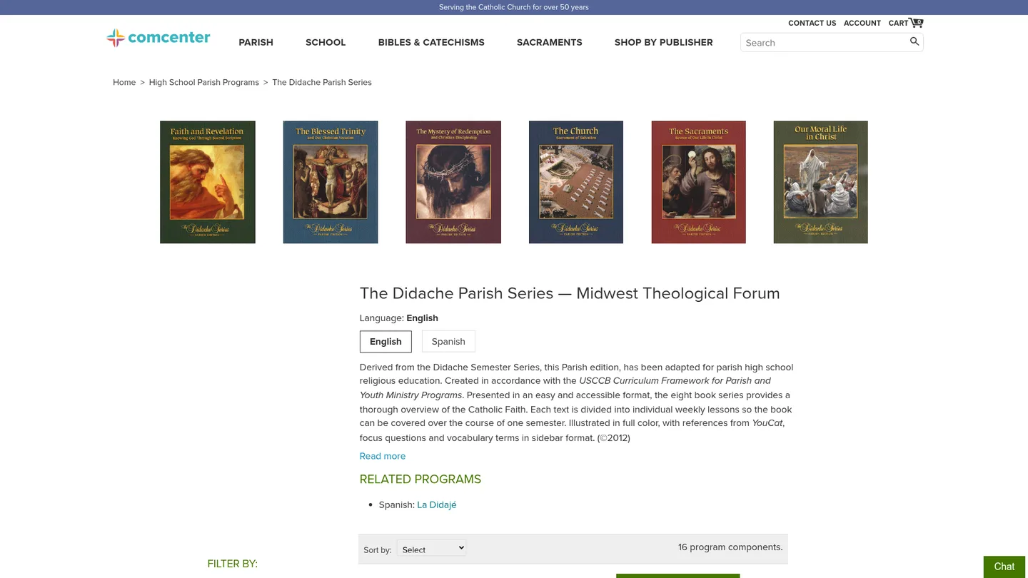 Screenshot of the Didache Parish Series publisher website
