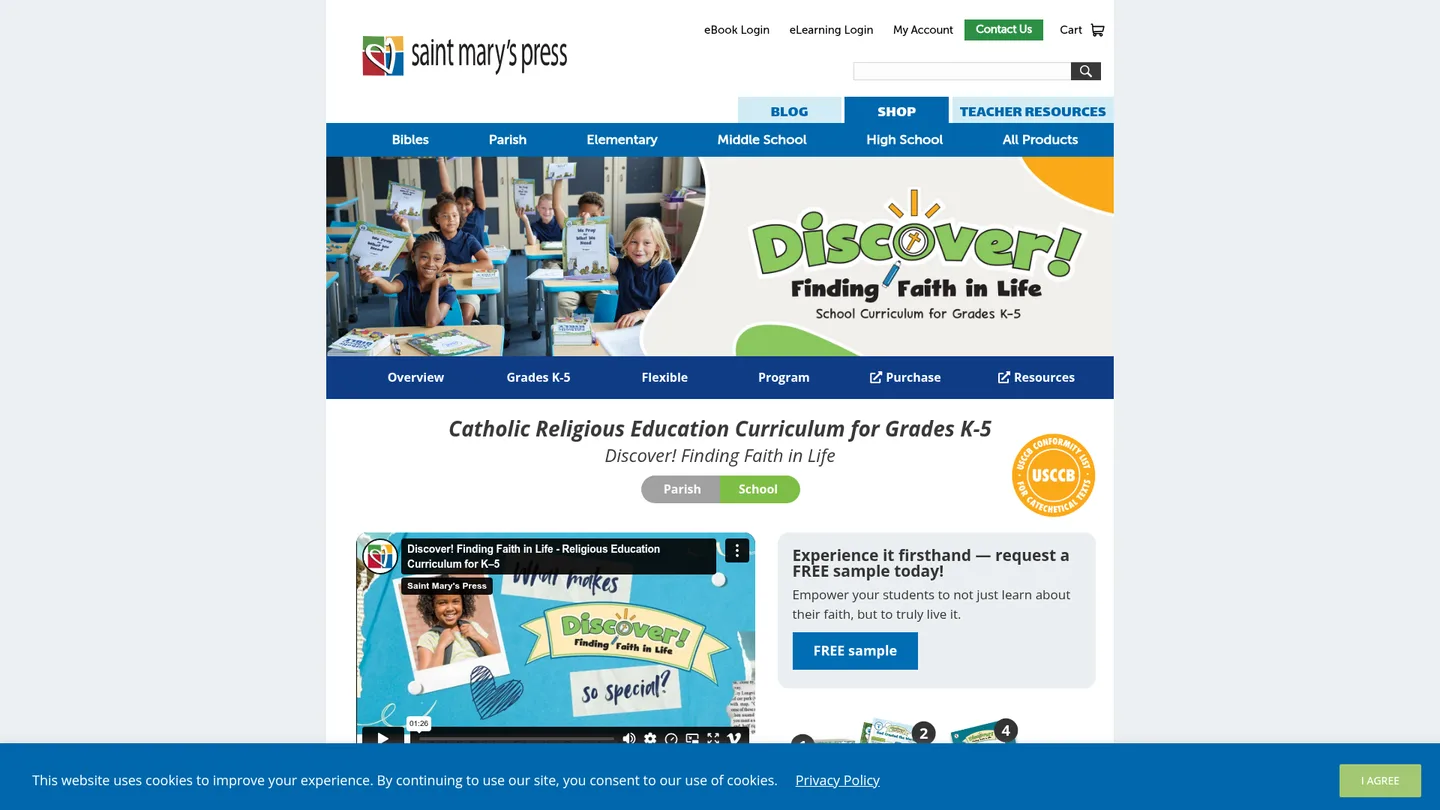 Screenshot of the Discover! Finding Faith in Life publisher website