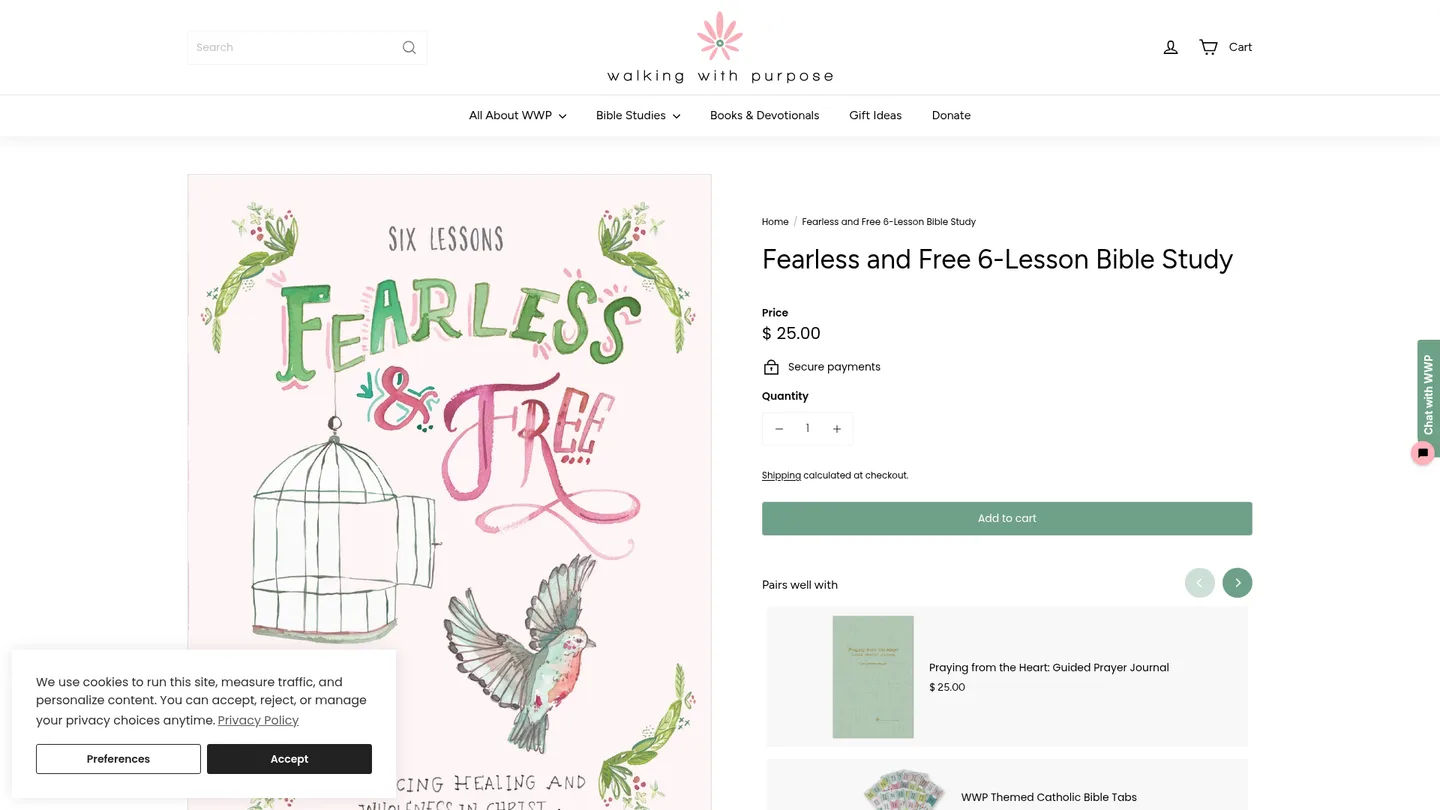 Screenshot of the Fearless and Free publisher website