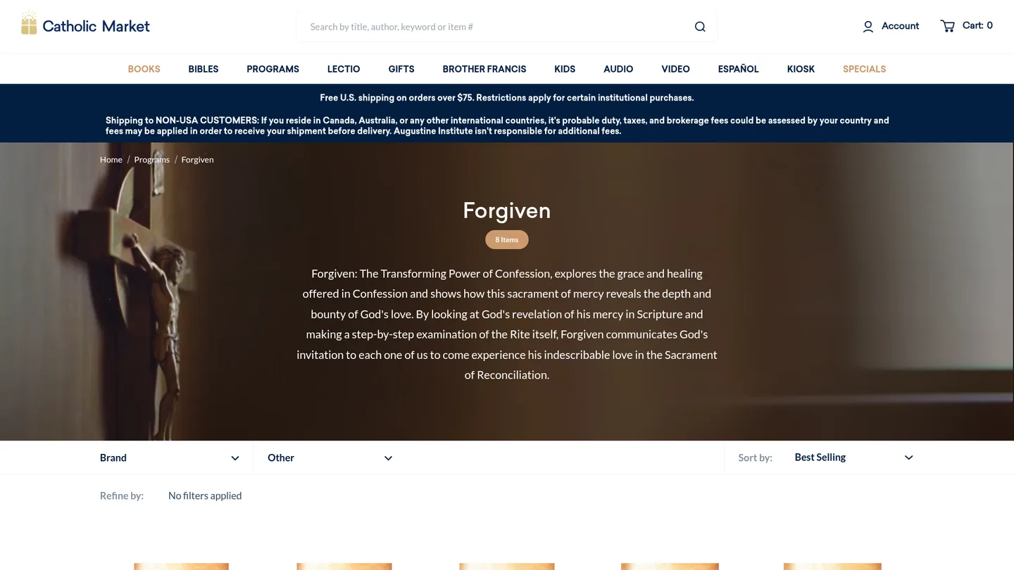 Screenshot of the Forgiven: The Transforming Power of Confession publisher website