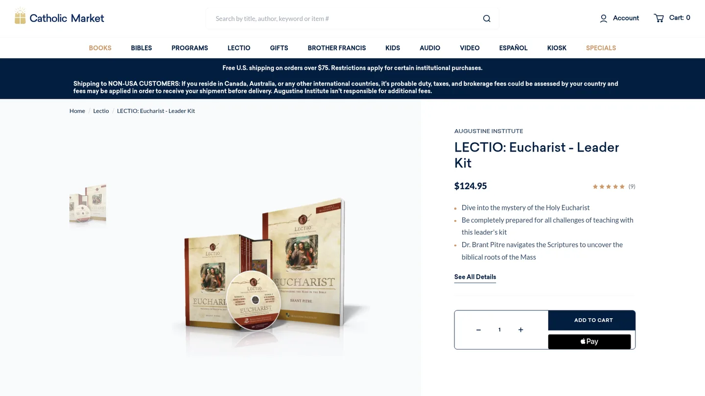 Screenshot of the Lectio: Eucharist with Dr. Brant Pitre publisher website