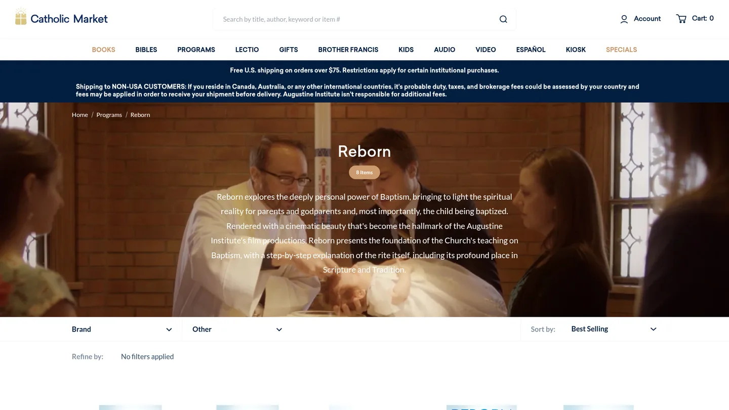 Screenshot of the Reborn: You, Your Child and the Heart of Baptism publisher website