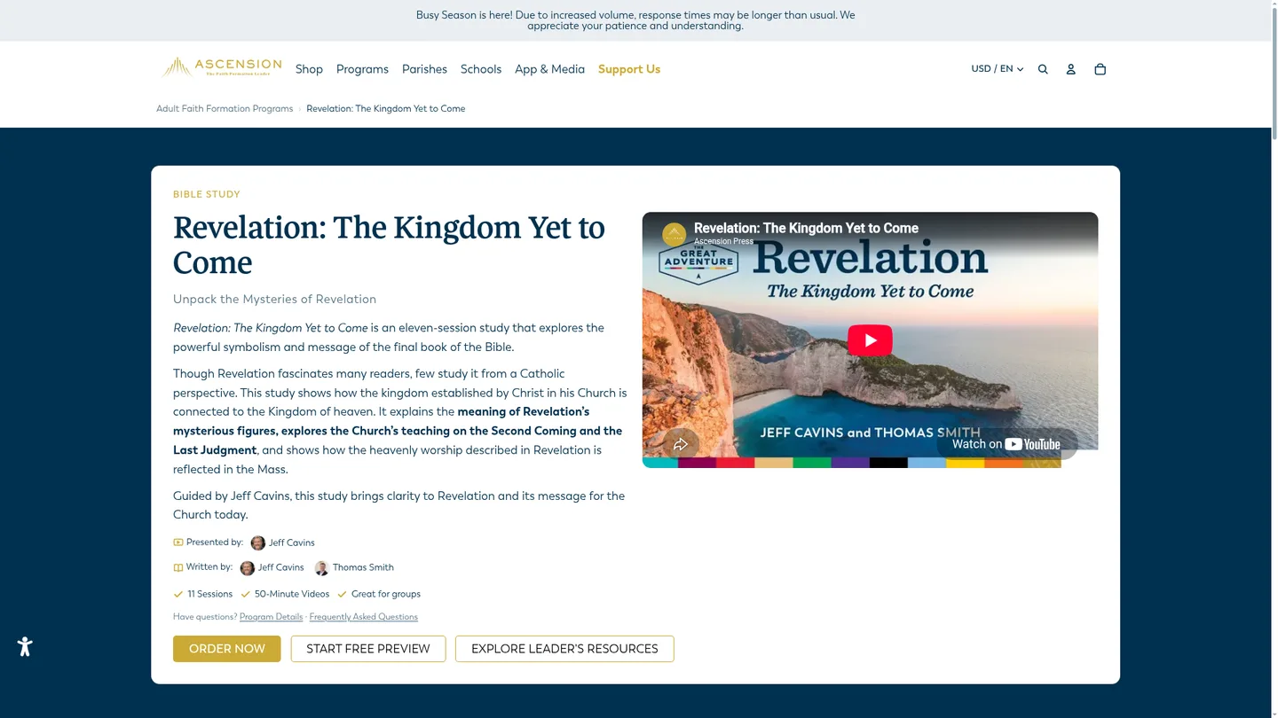 Screenshot of the Revelation: The Kingdom Yet to Come publisher website