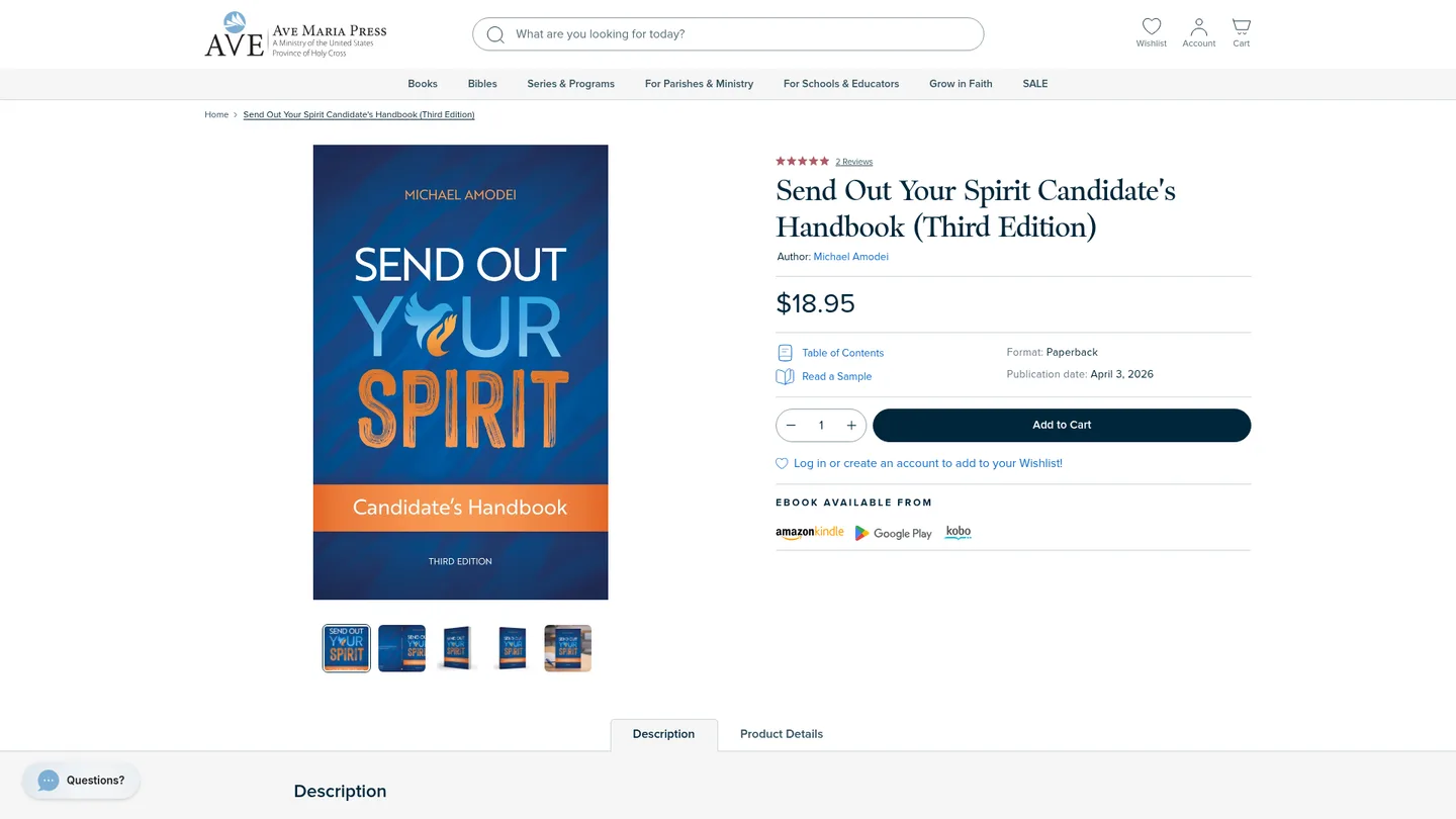 Screenshot of the Send Out Your Spirit publisher website