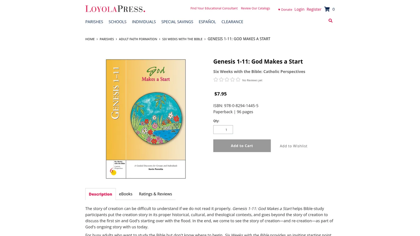 Screenshot of the Six Weeks with the Bible: Genesis 1-11, God Makes a Start public landing page