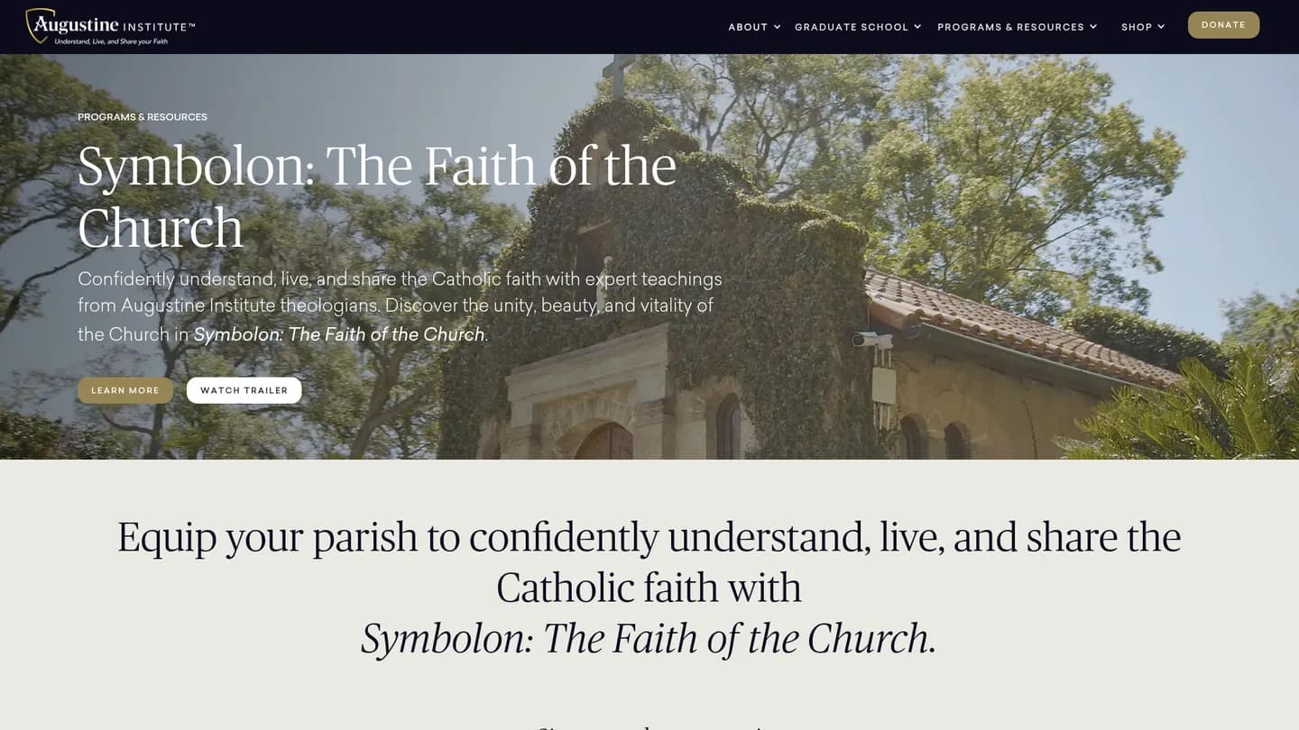 Screenshot of the Symbolon: The Faith of the Church publisher website