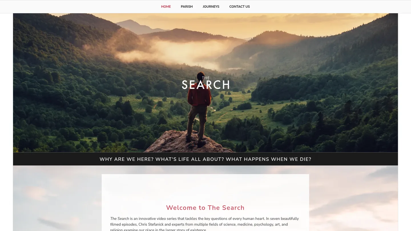 Screenshot of the The Search publisher website