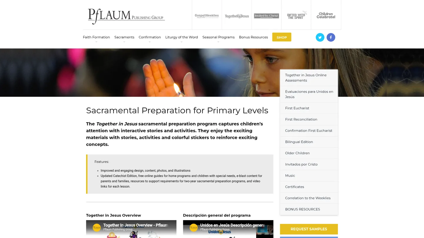 Screenshot of the Together in Jesus: First Reconciliation and Eucharist publisher website