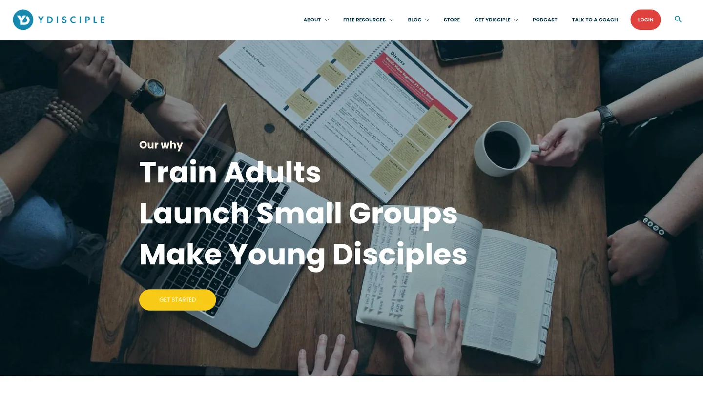 Screenshot of the YDisciple (subscription) publisher website